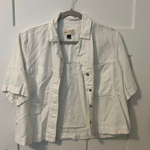 Cropped Canvas Button Up
